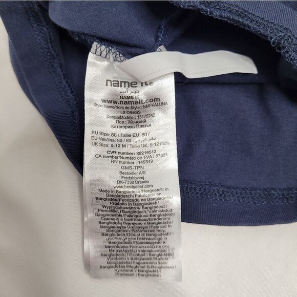 NAME IT dress navy blue bee long sleeve ruffle tunic 9-12m‎ - Picture 7 of 7